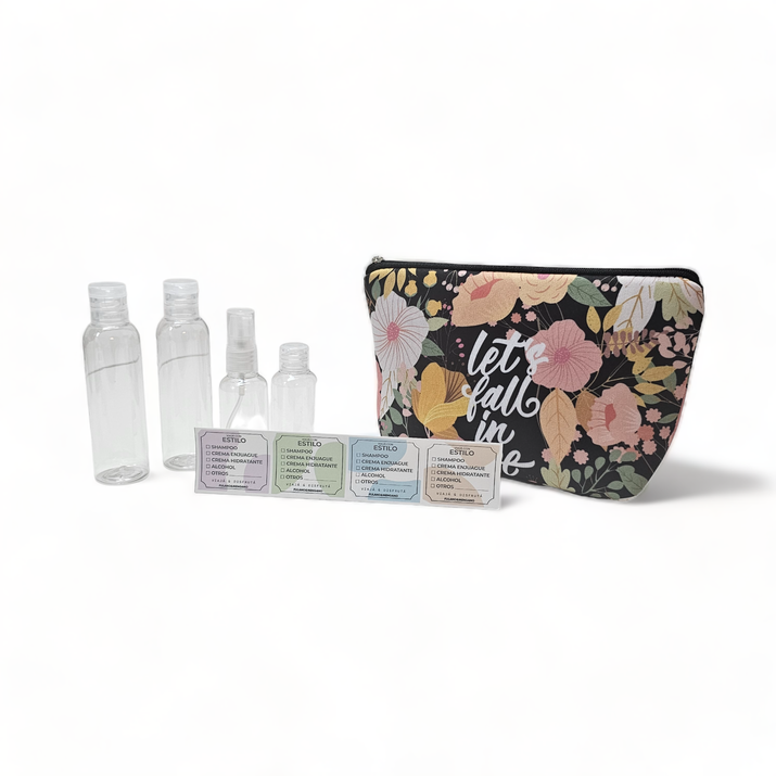 5% OFF - NECESER SIMIL NEOPREN + STICKERS + ATOMIZADOR + FRASCO CH + 2 FRASCOS GRANDES - FLORES